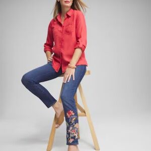 CHICO'S Embroidered Pull-on Ankle Jeggings - Size 10R or 1.5R